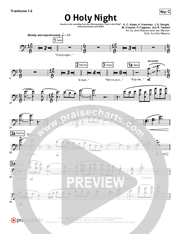 O Holy Night Trombone 1/2 (Hillsong Worship)