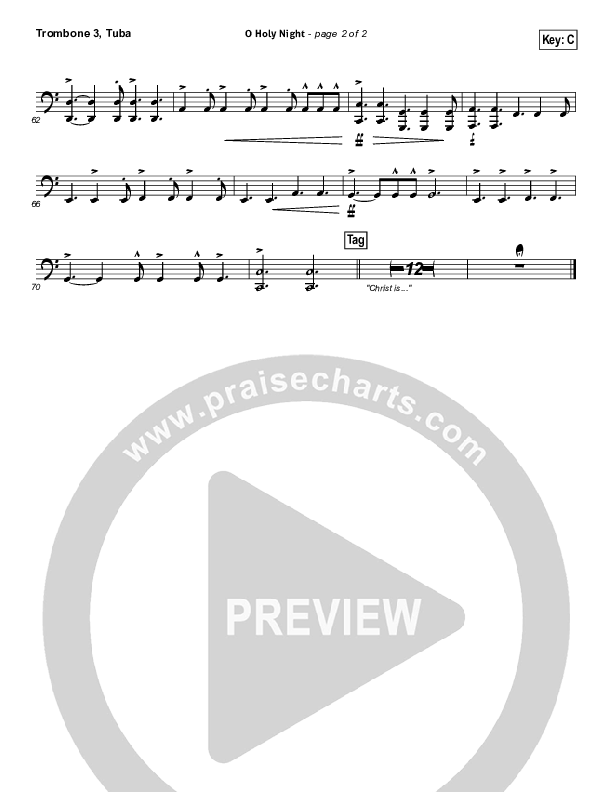 O Holy Night Trombone 3/Tuba (Hillsong Worship)