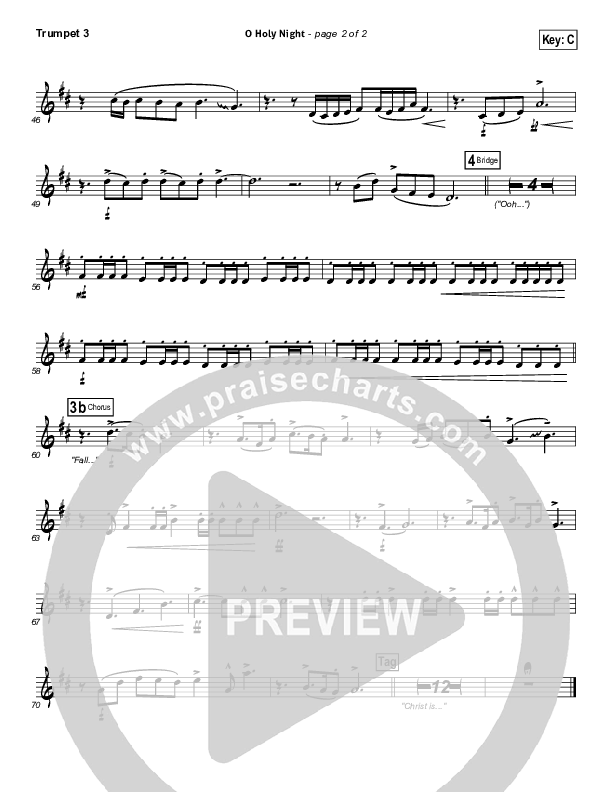 O Holy Night Trumpet 3 (Hillsong Worship)