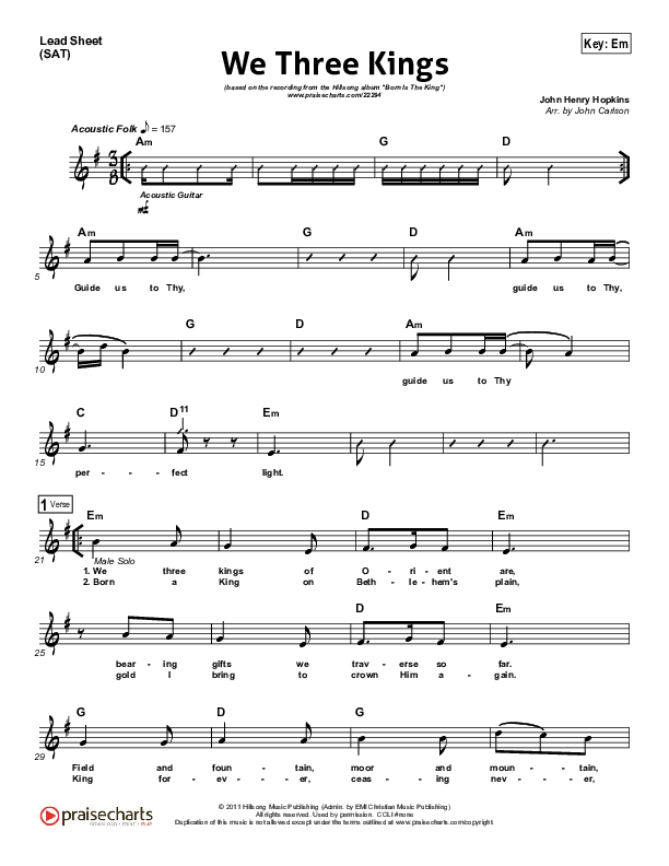 We Three Kings Lead (SAT) (Hillsong Worship)