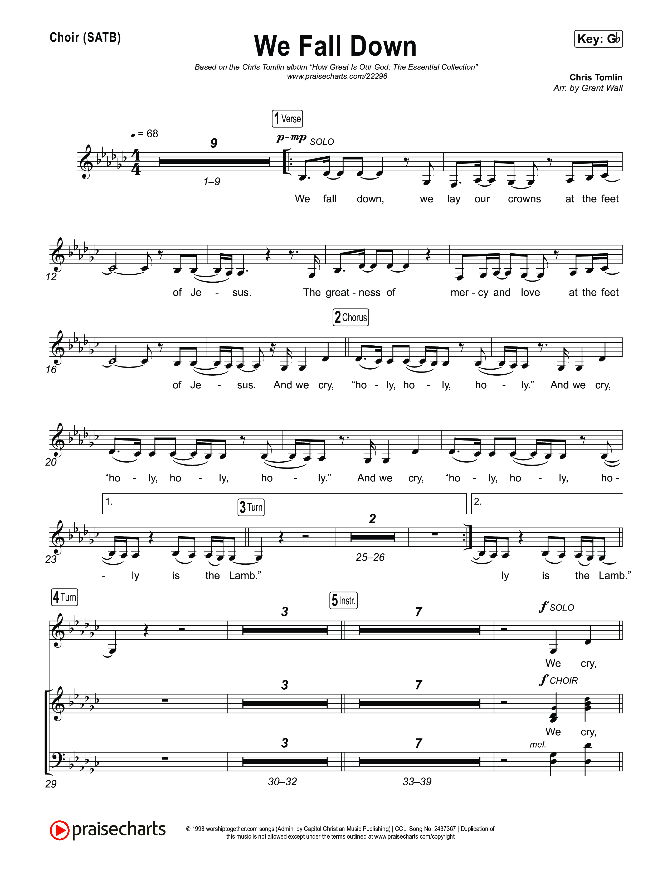We Fall Down Choir Sheet (SATB) (Chris Tomlin)