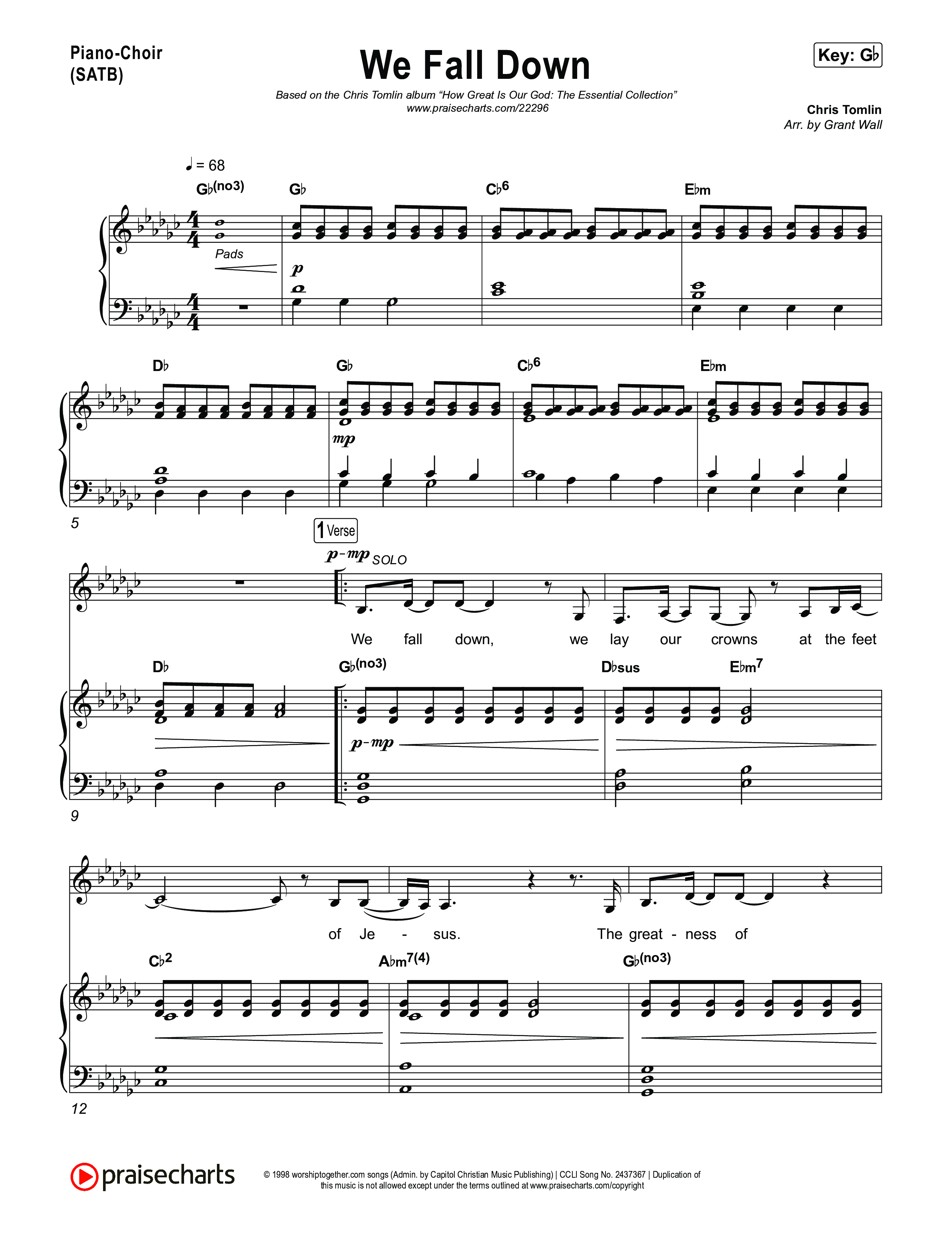 We Fall Down Piano/Vocal Pack (Chris Tomlin)