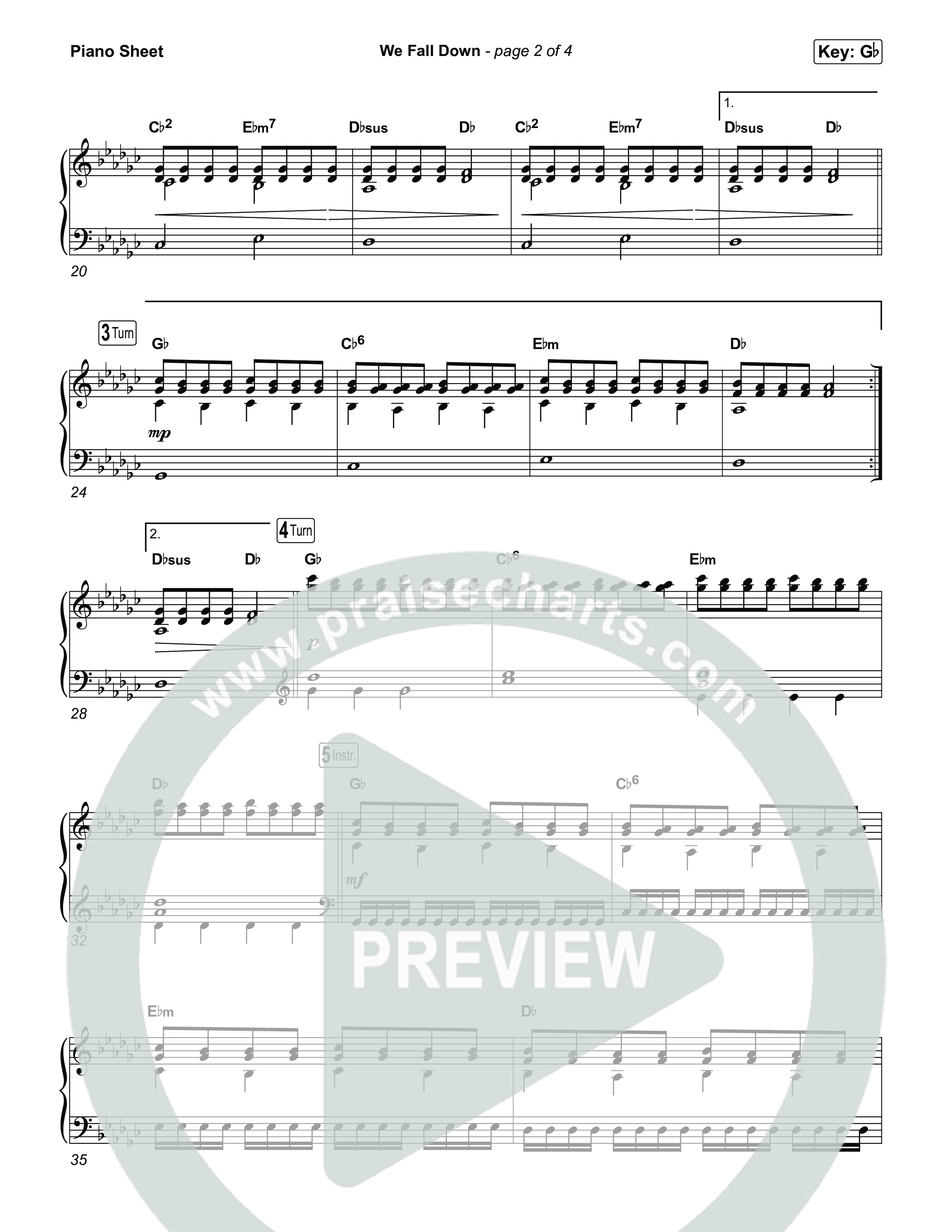 We Fall Down Piano Sheet (Chris Tomlin)