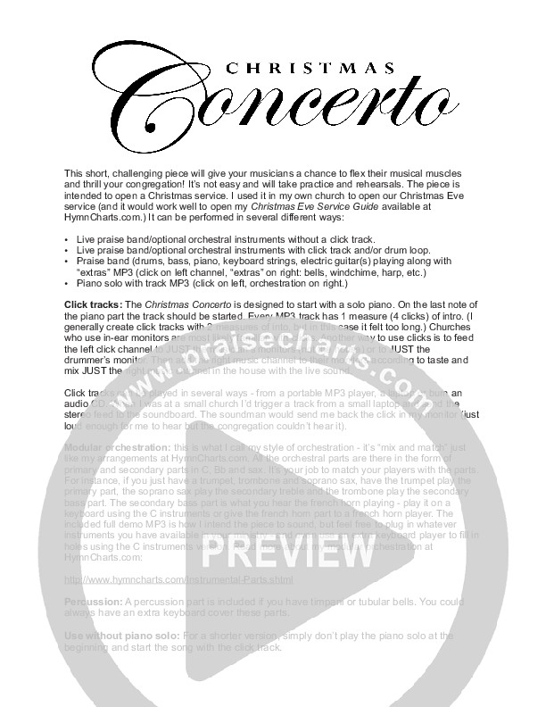 Christmas Concerto (Instrumental) Cover Sheet (Don Chapman)