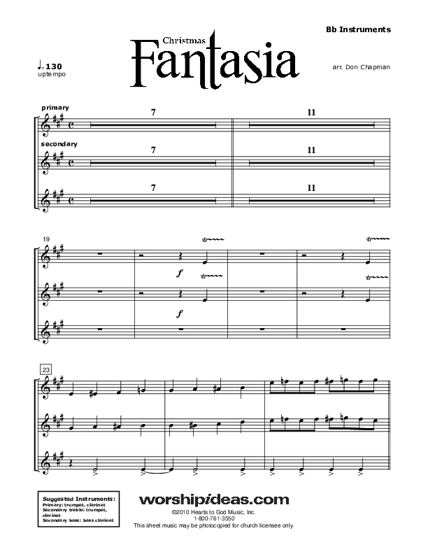 Christmas Fantasia (Instrumental) Bb Instruments (Don Chapman)