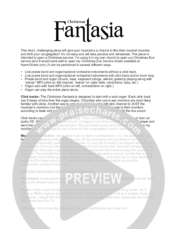 Christmas Fantasia (Instrumental) Cover Sheet (Don Chapman)