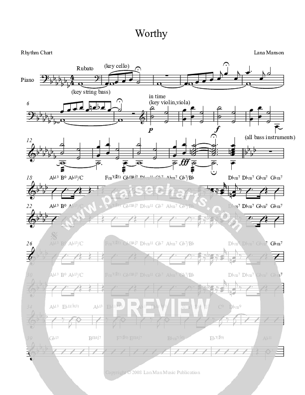 Worthy Rhythm Chart (Voices Of Levi Of St. James AME Church)