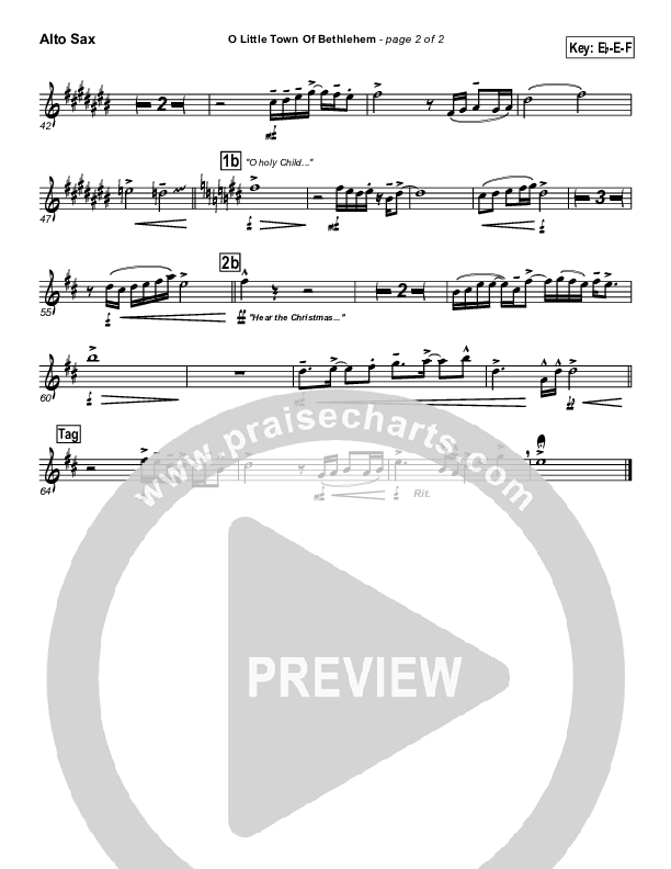 O Little Town Of Bethlehem Alto Sax (PraiseCharts Band / Arr. John Wasson)