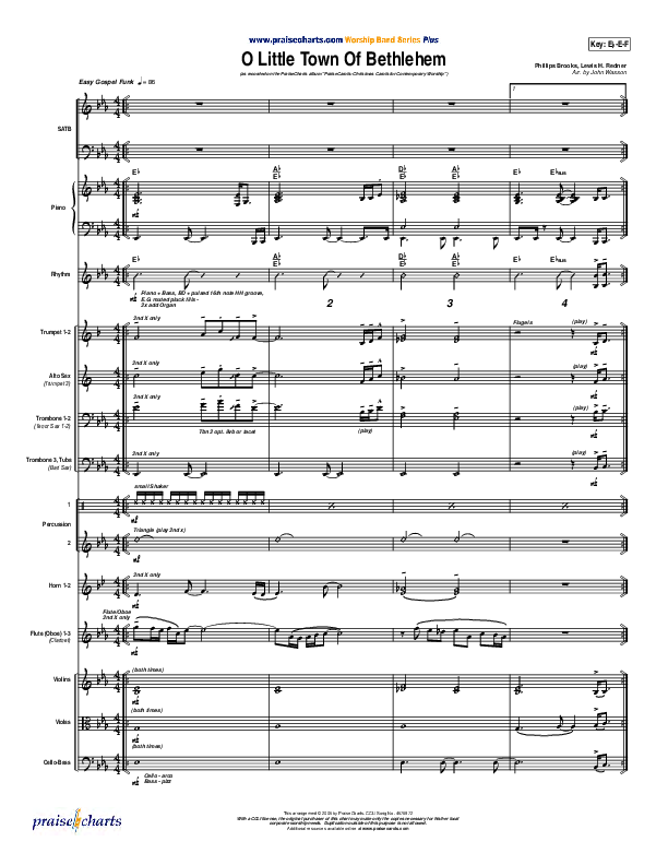 O Little Town Of Bethlehem Conductor's Score (PraiseCharts Band / Arr. John Wasson)