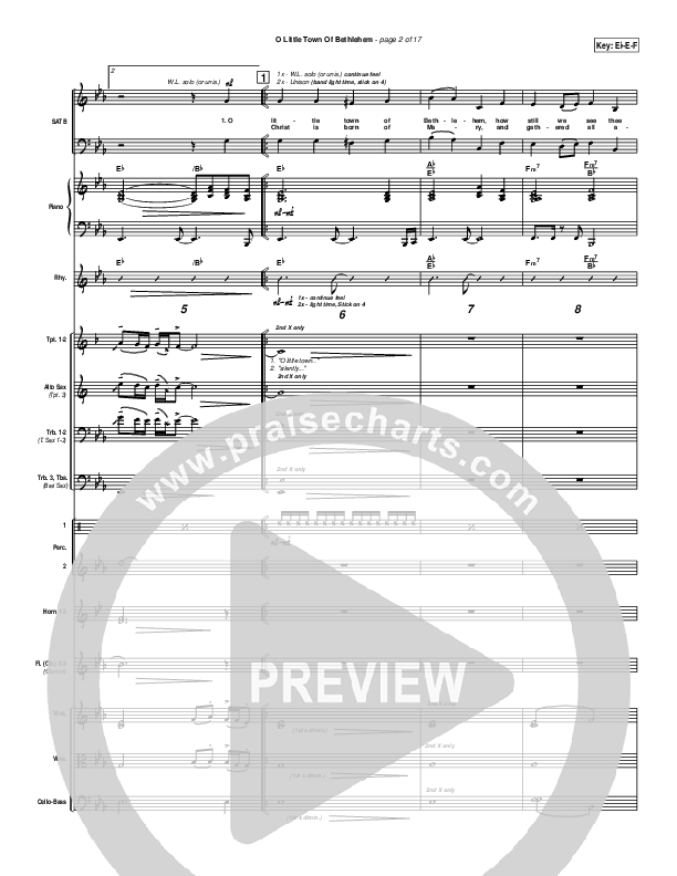 O Little Town Of Bethlehem Conductor's Score (PraiseCharts Band / Arr. John Wasson)