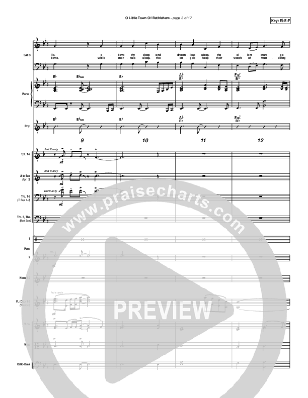 O Little Town Of Bethlehem Conductor's Score (PraiseCharts Band / Arr. John Wasson)