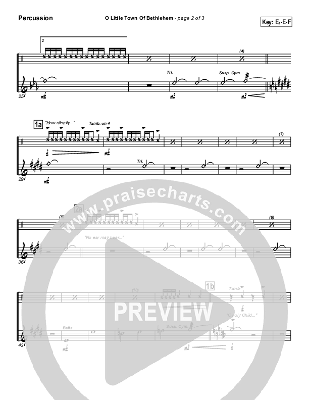 O Little Town Of Bethlehem Percussion (PraiseCharts Band / Arr. John Wasson)