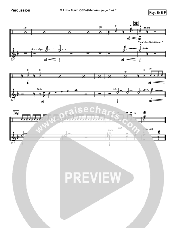 O Little Town Of Bethlehem Percussion (PraiseCharts Band / Arr. John Wasson)