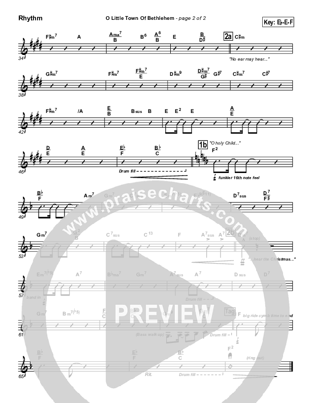 O Little Town Of Bethlehem Rhythm Chart (PraiseCharts Band / Arr. John Wasson)