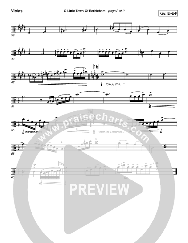 O Little Town Of Bethlehem Viola (PraiseCharts Band / Arr. John Wasson)