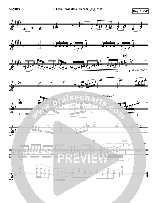 O Little Town Of Bethlehem Violins (PraiseCharts Band / Arr. John Wasson)