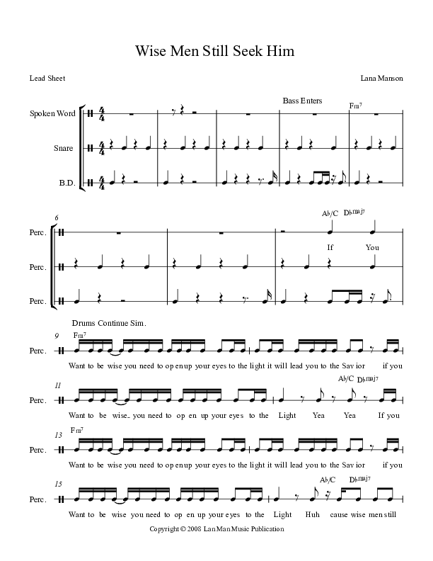 Wise Men Still Seek Him Lead Sheet (Voices Of Levi Of St. James AME Church)