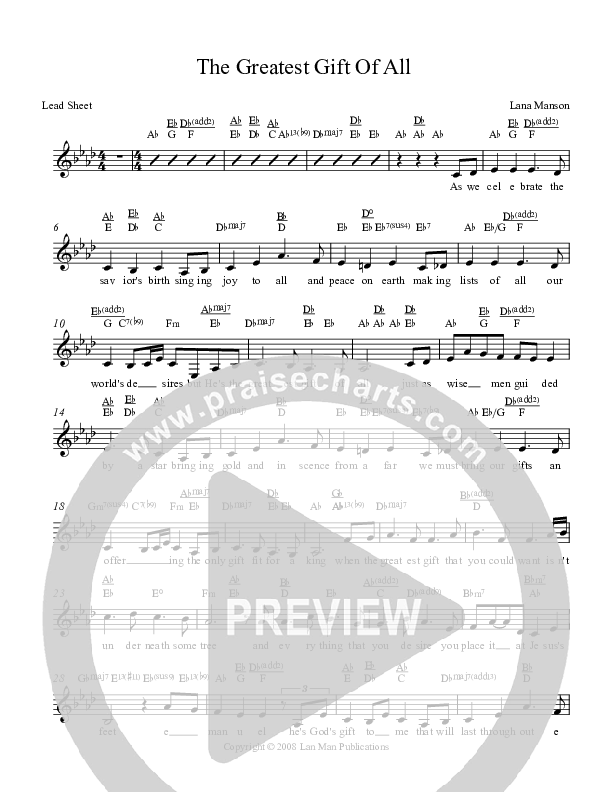 The Greatest Gift Of All  Lead Sheet (Voices Of Levi Of St. James AME Church)