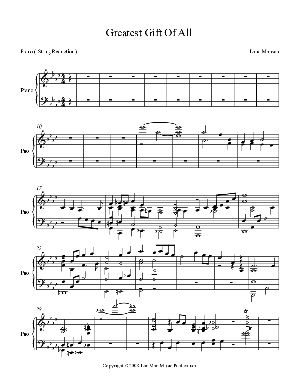 The Greatest Gift Of All  Piano Sheet (Voices Of Levi Of St. James AME Church)
