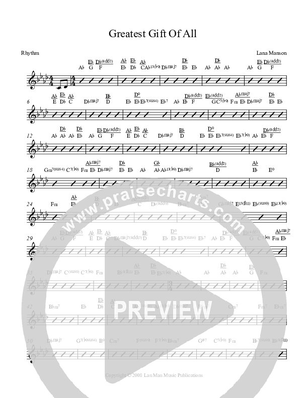 The Greatest Gift Of All  Rhythm Chart (Voices Of Levi Of St. James AME Church)