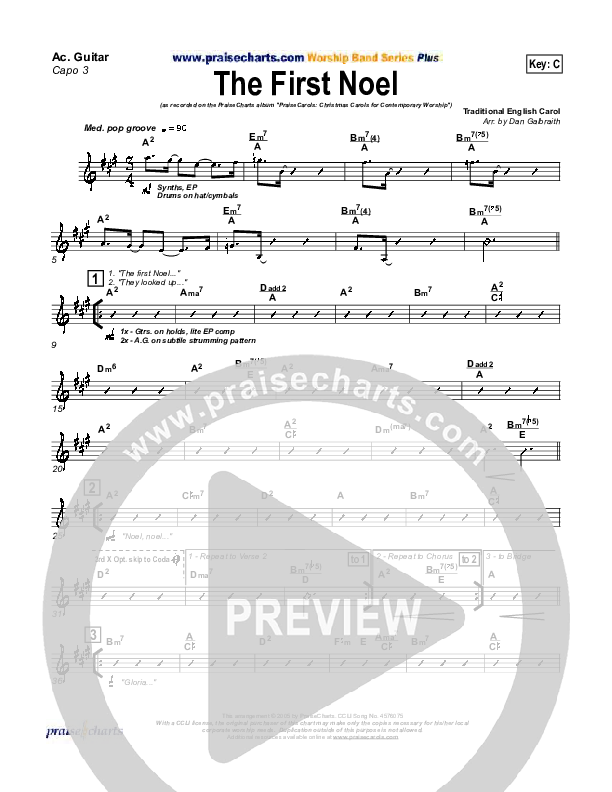 The First Noel Rhythm Chart (PraiseCharts Band / Arr. Daniel Galbraith)