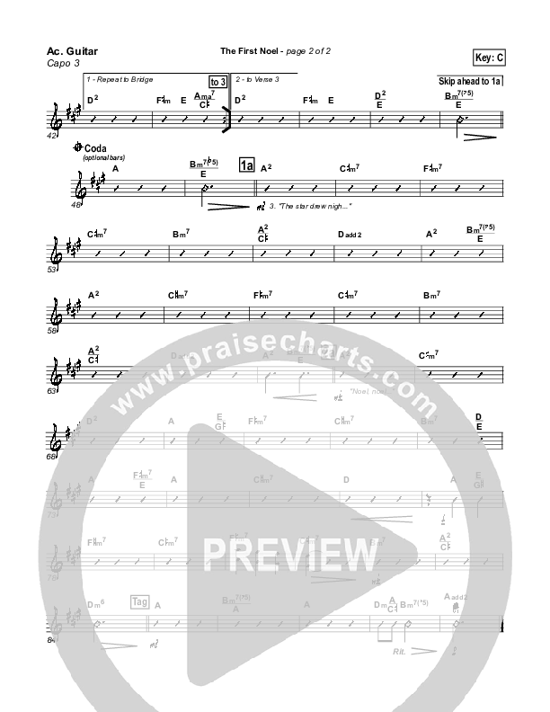 The First Noel Acoustic Guitar (PraiseCharts Band / Arr. Daniel Galbraith)