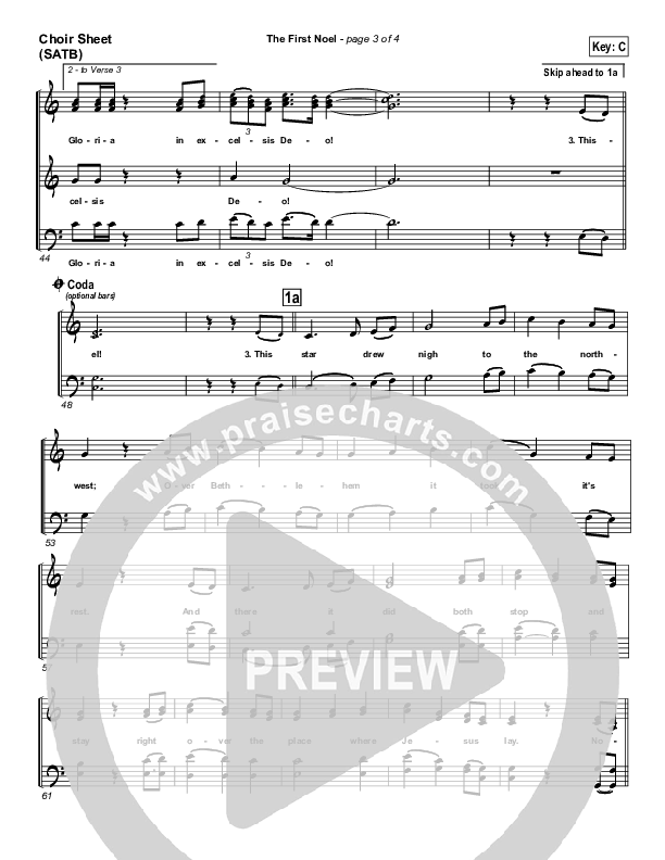The First Noel Choir Vocals (SATB) (PraiseCharts Band / Arr. Daniel Galbraith)