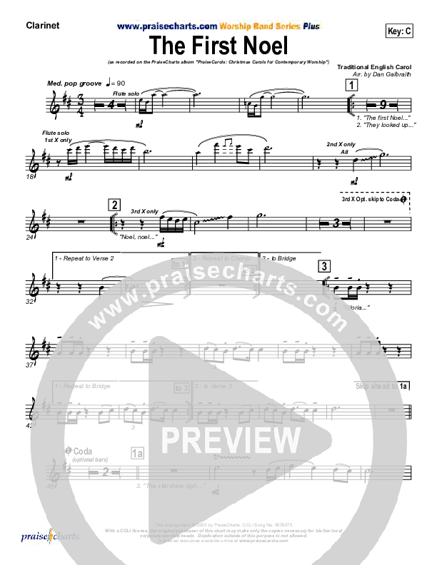 The First Noel Clarinet (PraiseCharts Band / Arr. Daniel Galbraith)