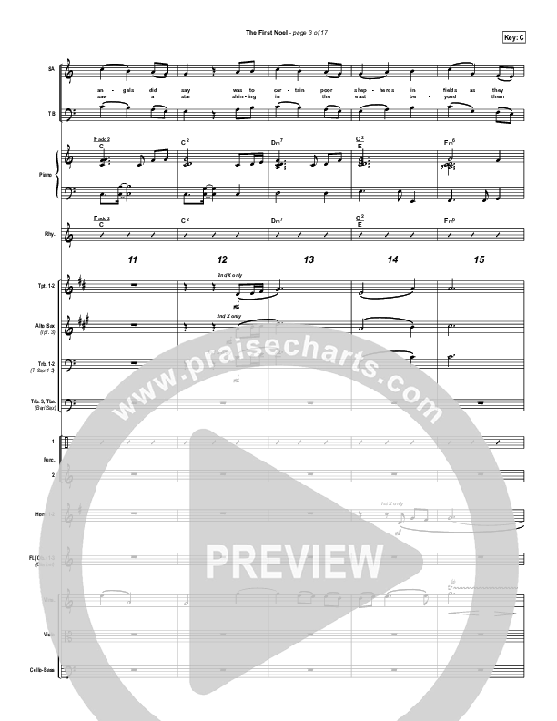 The First Noel Conductor's Score (PraiseCharts Band / Arr. Daniel Galbraith)