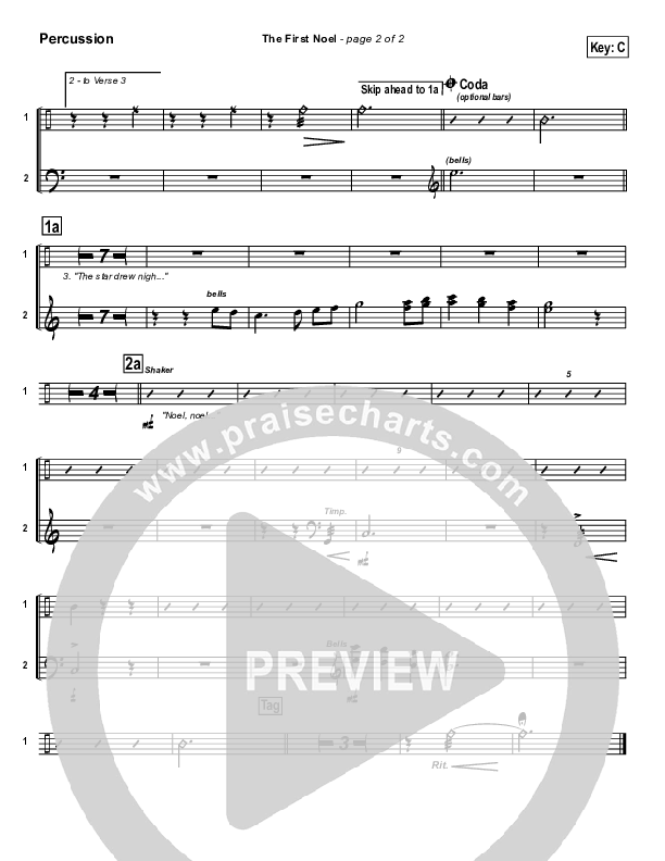 The First Noel Percussion (PraiseCharts Band / Arr. Daniel Galbraith)