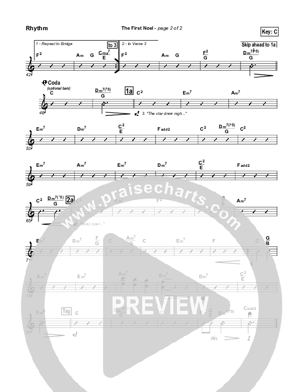 The First Noel Rhythm Chart (PraiseCharts Band / Arr. Daniel Galbraith)
