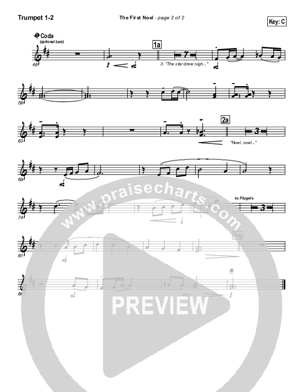 The First Noel Trumpet 1,2 (PraiseCharts Band / Arr. Daniel Galbraith)