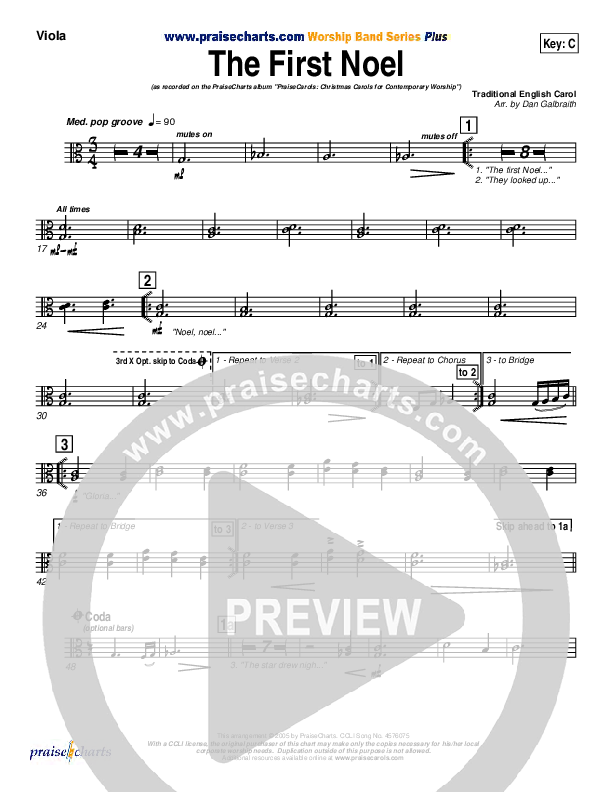 The First Noel Viola (PraiseCharts Band / Arr. Daniel Galbraith)