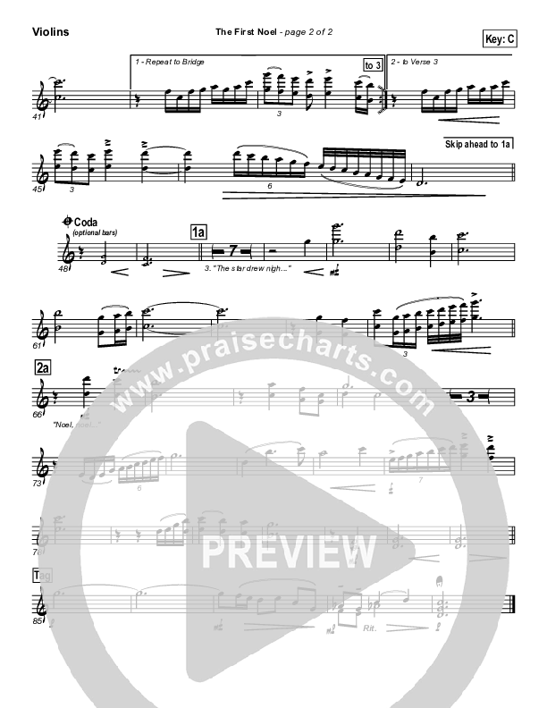 The First Noel Violins (PraiseCharts Band / Arr. Daniel Galbraith)
