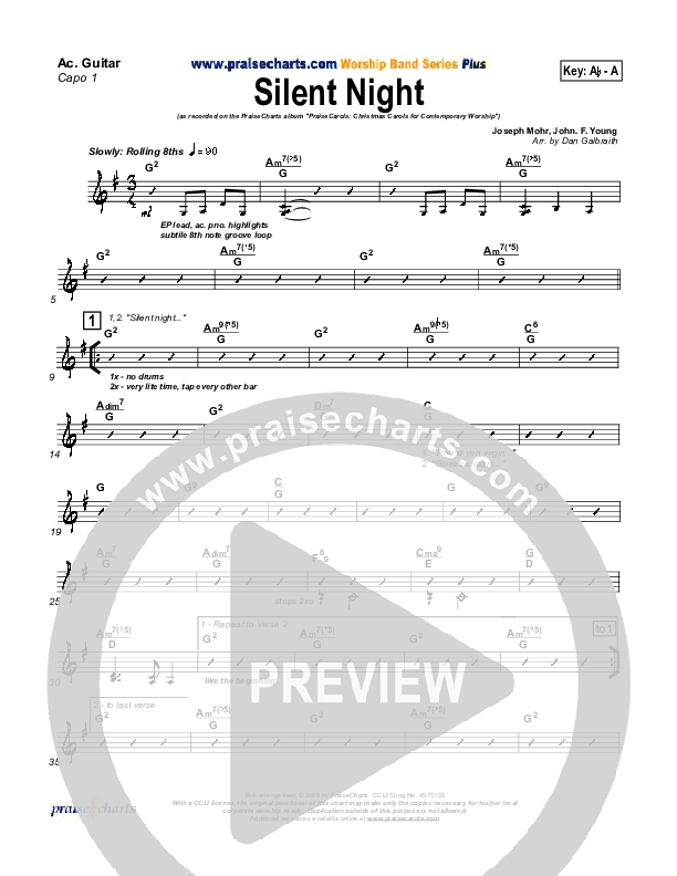 Silent Night Rhythm Chart (PraiseCharts Band / Arr. Daniel Galbraith)