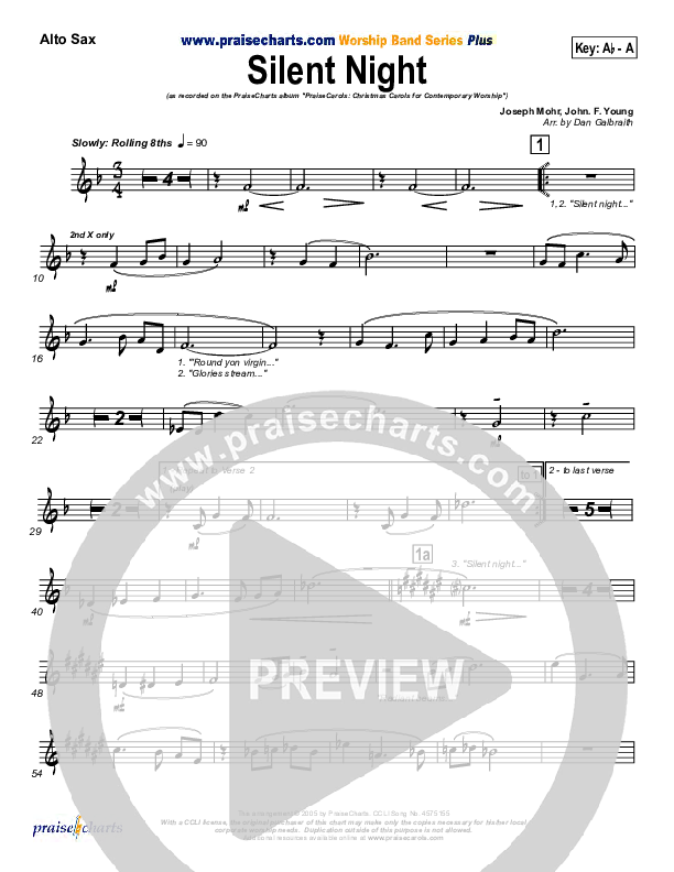 Silent Night Alto Sax (PraiseCharts Band / Arr. Daniel Galbraith)