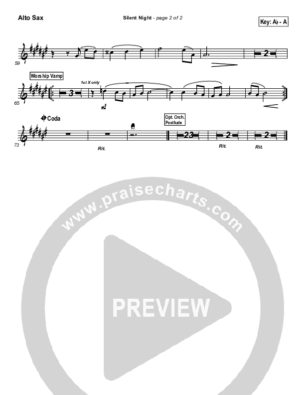 Silent Night Alto Sax (PraiseCharts Band / Arr. Daniel Galbraith)