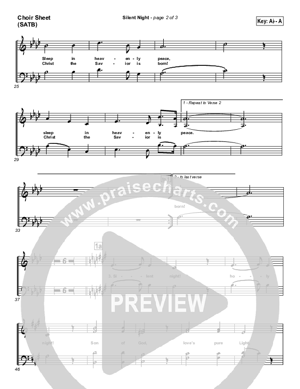 Silent Night Choir Vocals (SATB) (PraiseCharts Band / Arr. Daniel Galbraith)