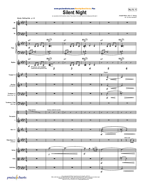 Silent Night Conductor's Score (PraiseCharts Band / Arr. Daniel Galbraith)