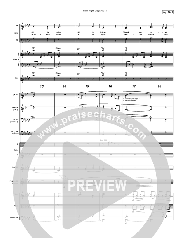 Silent Night Conductor's Score (PraiseCharts Band / Arr. Daniel Galbraith)