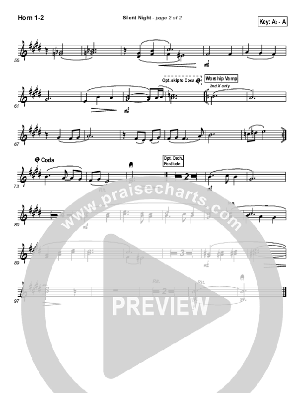 Silent Night French Horn 1/2 (PraiseCharts Band / Arr. Daniel Galbraith)