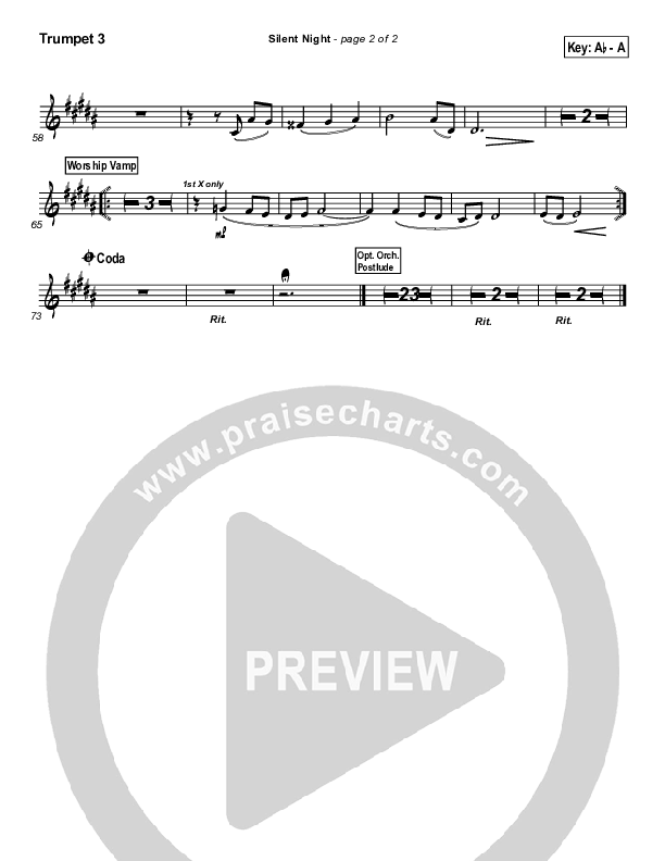 Silent Night Trumpet 3 (PraiseCharts Band / Arr. Daniel Galbraith)