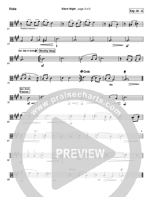 Silent Night Viola (PraiseCharts Band / Arr. Daniel Galbraith)