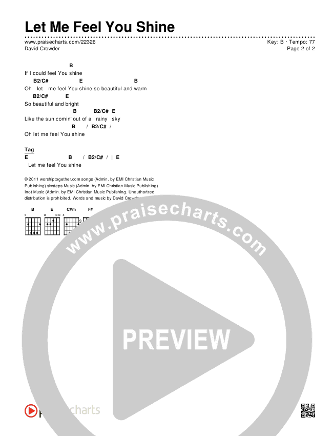 Let Me Feel You Shine Chords & Lyrics (David Crowder)