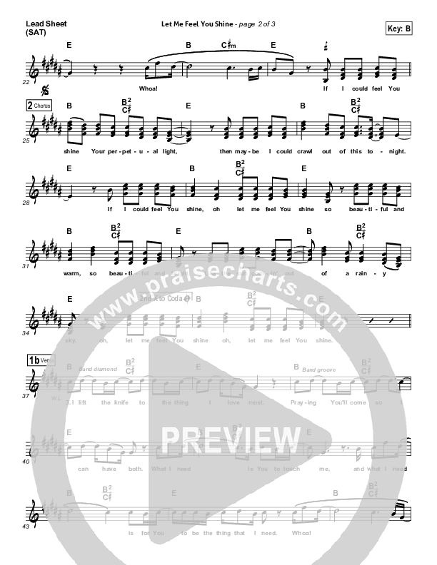 Let Me Feel You Shine Lead Sheet (SAT) (David Crowder)
