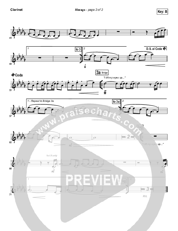 Always (Choral Anthem SATB) Clarinet (Kristian Stanfill / NextGen Worship / Arr. Richard Kingsmore)