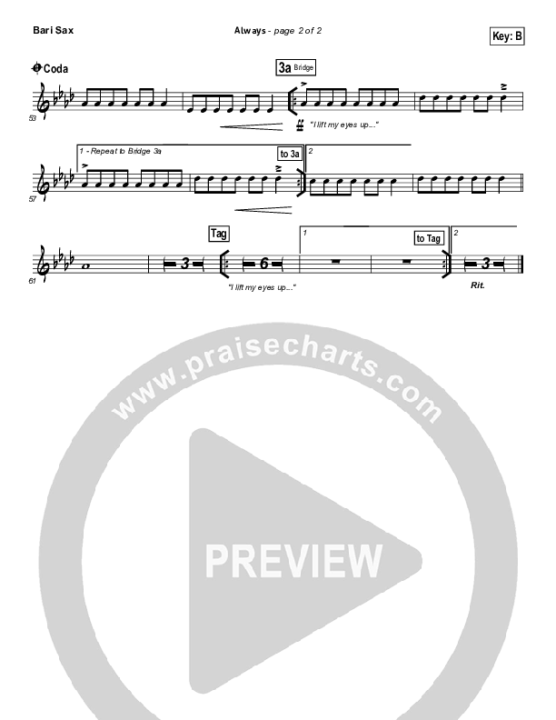 Always (Choral Anthem SATB) Bari Sax (Kristian Stanfill / NextGen Worship / Arr. Richard Kingsmore)