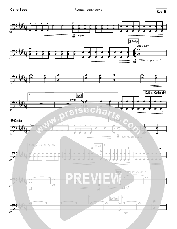 Always (Choral Anthem SATB) Cello/Bass (Kristian Stanfill / NextGen Worship / Arr. Richard Kingsmore)