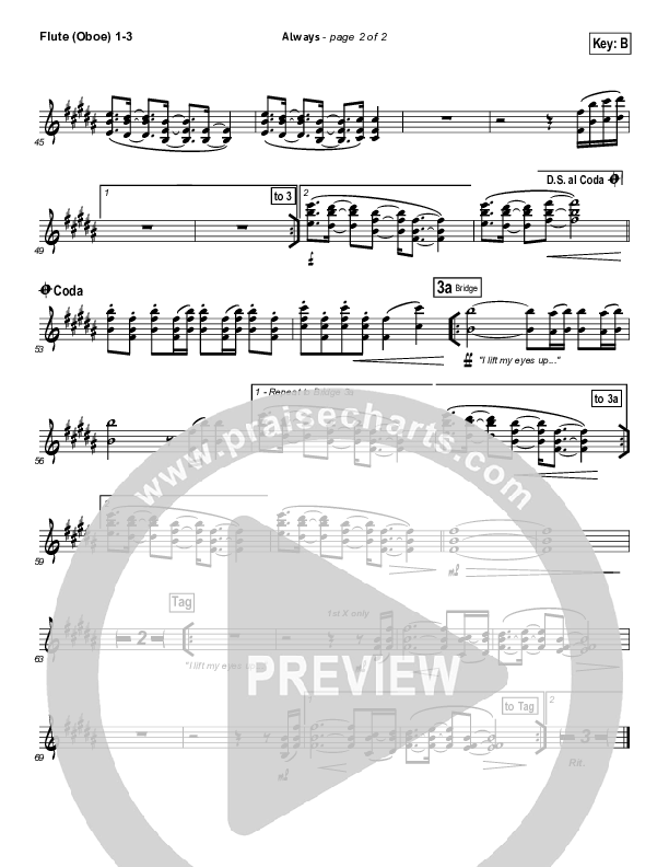 Always (Choral Anthem SATB) Flute/Oboe 1/2/3 (Kristian Stanfill / NextGen Worship / Arr. Richard Kingsmore)