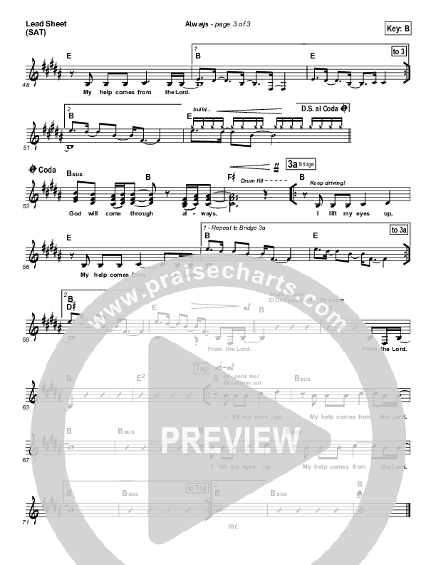 Always (Choral Anthem SATB) Lead Sheet (Kristian Stanfill / NextGen Worship / Arr. Richard Kingsmore)